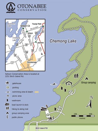 A map of the Selwyn Beach Conservation Area.