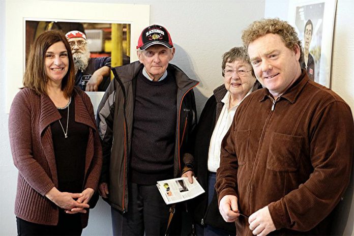 Photographer Wayne Eardley (right), pictured with his wife Karen and his parents at the 2016 opening of his photography exhibit at the Art Gallery of Peterborough. Eardley will be leading an outdoor photography workshop at Millennium Park on May 6, 2018. (Photo: Selrahc Yrogerg)