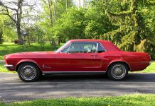 This 1968 Ford Mustang, owned by Cavan resident Ralph Heaslip, will be among the many vintage rides displayed Saturday, July 7th as the Millbrook Classic Car Show returns to the village's downtown. He's just the third owner of the vehicle, which was bought new at a Ford dealership in Bowmanville and has just 68,000 original miles on the odometer. (Photo courtesy of Ralph Heaslip)