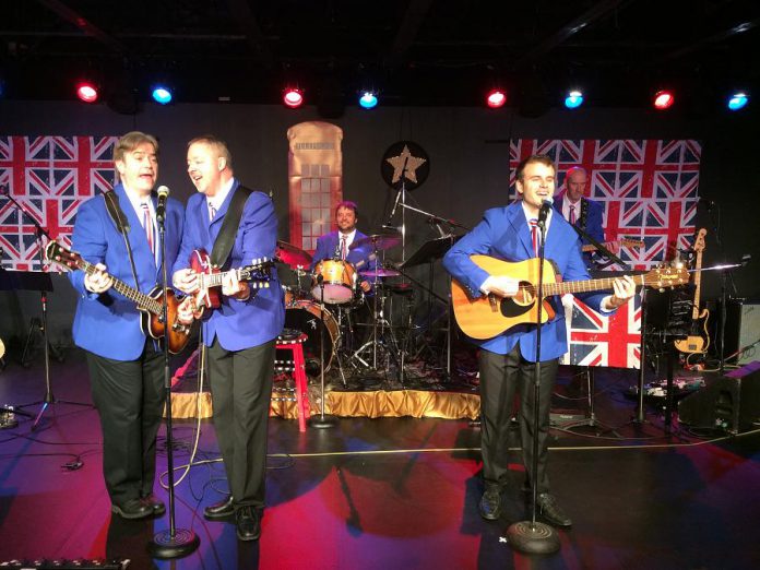 In "Across the Pond: The British Invasion", The Lonely Hearts Club Band sings "I Wanna Hold Your Hand" by The Beatles.  (Photo: Way-To-Go Productions)