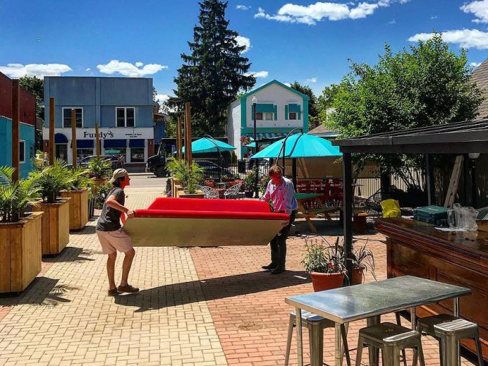 The expansive patio at Kawartha Coffee Company's new location at The Doctor's Office at 58 Bolton Street will be the scene for "Bloom Town Bash" from 6 to 9 p.m. on Friday, July 6th. (Photo: Kawartha Coffee Company / Facebook)