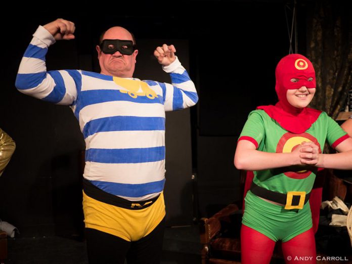 Brad Brackenridge as The Mixer and Emma Meinhardt as Target Boy in Planet 12 Productions' revival of Derek Weatherdon's "Boy Wonders", which is running from June 7 to 9 at The Theatre on King before heading to the Toronto Fringe Festival in July. (Photo: Andy Carroll)