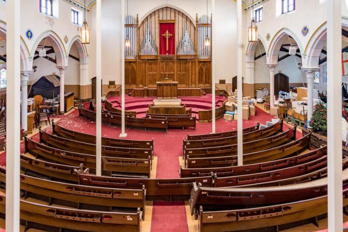 The sanctuary in St. Paul's Presbyterian Church in Peterborough has been closed since 2014 for safety reasons. As the total costs of repairs to the property has been estimated at $2 million with an annual maintenance cost of $100,000, the church listed the property for sale in January for an asking price of $900,000. Developer Clear Global Capital Ltd. has  now purchased the property. (Photo: Realty Executives Alison Ltd., Brokerage)