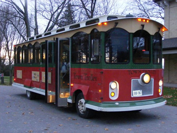  The Town Trolley from Dromoland Orchard & Stables in Little Britain offered free rides in downtown Peterborough in May 2018. The Peterborough DBIA will be making an announcement about a new trolley service on June 27, 2018. (Photo: Dromoland)