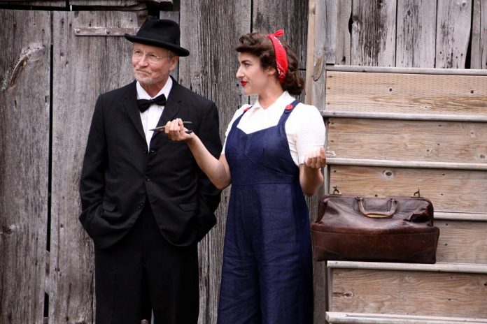 Robert Winslow as Doc Logie and Kait Dueck as Grace Dyson, a telephone repair technician. (Photo: Jeannine Taylor / kawarthaNOW.com)