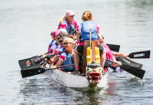 The 18th annual Peterborough's Dragon Boat Festival takes place on June 9, 2018 at Del Crary Park in Peterborough. There's still time to sponsor a paddler or a team, with all proceeds going to support breast cancer screening, diagnosis, and treatment at Peterborough Regional Health Centre. (Photo: Linda McIlwain / kawarthaNOW.com)
