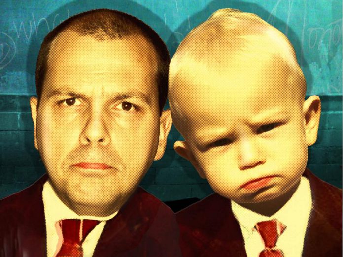 In his one-man show "Like Father, Like Son?  Sorry", comedian Chris Gibbs talks about his experience of becoming a new father. (Graphic: Chris Gibbs)