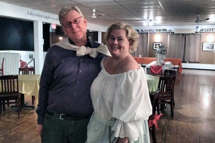 Globus Theatre's artistic producer James Barrett and artistic director Sarah Quick at Lakeview Arts Barn during last year's production of "Raising The Barn". (Photo: Sam Tweedle / kawarthaNOW)