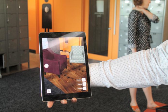 Kavtek is a home remodelling app allows users to digitally design a space by adding virtual content on top of real images. (Photo: Amy Bowen / kawarthaNOW.com)