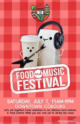 The Cobourg Food and Music Festival takes place on King Street on July 7th from 11 a.m. to 9 p.m. (Graphic: Cobourg DBIA)