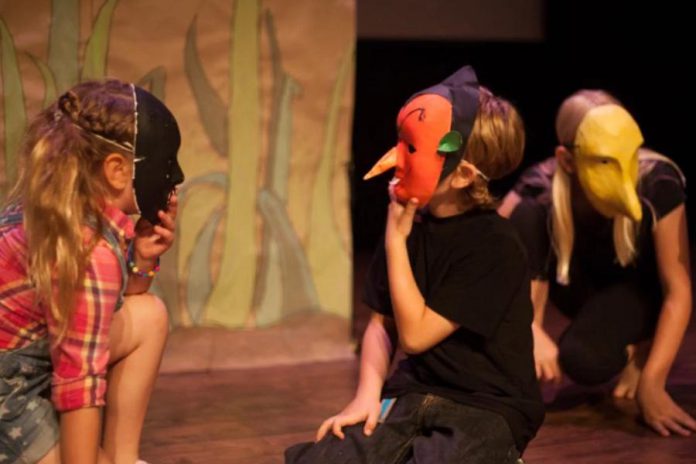 At the Creativity Camps, children and youth get to explore their imagination through theatre games, writing, music, movement, and masks.  (Photo: Bradley Boyle / Market Hall Performing Arts Centre)