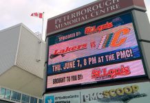 When you're driving on Lansdowne Street East in Peterborough, it's impossible to miss Movingmedia's digital billboard at the Peterborough Memorial Centre. The company, known for its network of high-resolution outdoor video screens at strategic locations in the City of Peterborough (and expanding to other cities in the Kawarthas region), also provides indoor digital displays as well as creative ad design services, marketing consultation, and campaign development. (Photo: Bruce Head / kawarthaNOW.com)