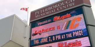When you're driving on Lansdowne Street East in Peterborough, it's impossible to miss Movingmedia's digital billboard at the Peterborough Memorial Centre. The company, known for its network of high-resolution outdoor video screens at strategic locations in the City of Peterborough (and expanding to other cities in the Kawarthas region), also provides indoor digital displays as well as creative ad design services, marketing consultation, and campaign development. (Photo: Bruce Head / kawarthaNOW.com)