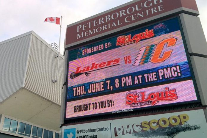 When you're driving on Lansdowne Street East in Peterborough, it's impossible to miss Movingmedia's digital billboard at the Peterborough Memorial Centre. The company, known for its network of high-resolution outdoor video screens at strategic locations in the City of Peterborough (and expanding to other cities in the Kawarthas region), also provides indoor digital displays as well as creative ad design services, marketing consultation, and campaign development. (Photo: Bruce Head / kawarthaNOW.com)