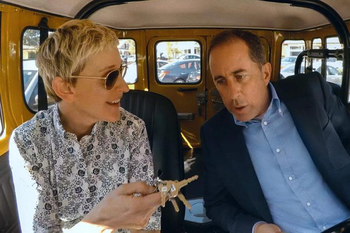 Ellen DeGeneres is one of 12 comedians Jerry Seinfeld interviews in new episodes of "Comedians in Cars Getting Coffee", arriving Friday, July 6th on Netflix Canada. (Photo: Netflix)