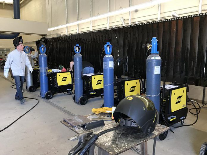 The new welding booths include shop electrical upgrades, fume extraction equipment installations, curtained welding booth structures, and booth-by-booth welders and related equipment.  (Photo courtesy of Galen Eagle / PVNC)