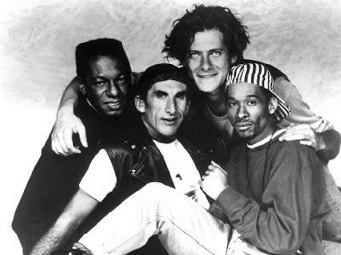 Michah Barnes (second from right) with The Nylons. He performed with the a capella pop group from 1990 to 1994. (Photo courtesy of Micah Barnes)