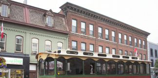 The Town Trolley, owned and operated by Michael Bryant of Dromoland out of Little Britain, will be used to provide free service from downtown Peterborough to Del Crary Park from 6 to 10 p.m. on Wednesdays and Saturdays between June 30 and August 25, 2018. (Photo courtesy of Peterborough DBIA)