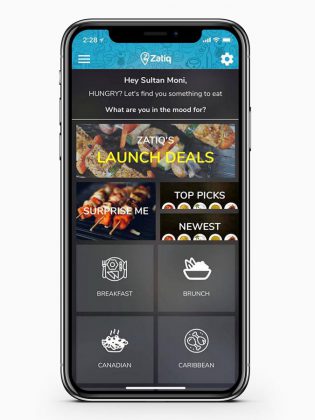 The Zatiq app, available for both Android and iOS devices, matches consumer food cravings with local meal locations. (Photo courtesy of the Innovation Cluster)