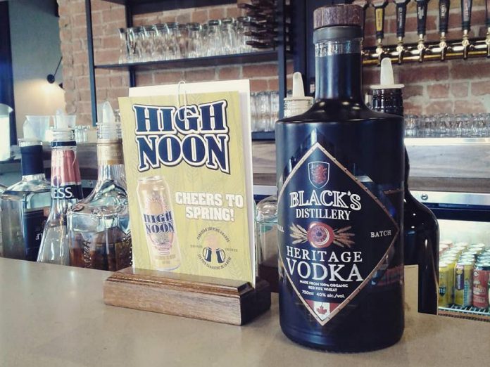 Black's Distillery Heritage Vodka, shown here at Publican House Brewery, will soon be available at 25 LCBO locations as well as online. (Photo: Black's Distillery / Facebook)