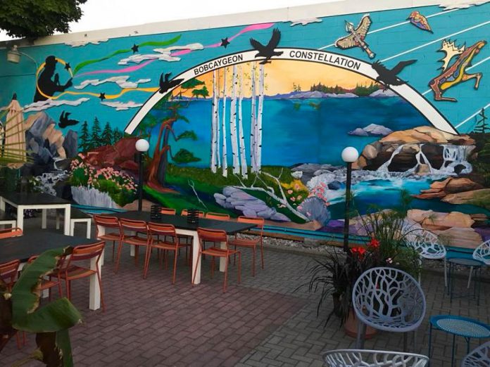 The "Bobcaygeon Constellation" mural by Fenelon Falls artist Penni Holdham that now adorns the wall of Foodland Bobcayehon facing the patio of Kawartha Coffee Co. (Photo: Kawartha Coffee Co. / Facebook)