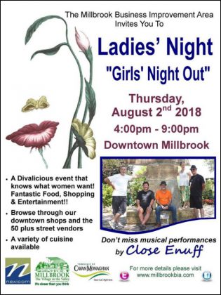 Ladies' Night is all about having fun while supporting the Millbrook community. Among the vendors participating at Ladies' Night will be local community organizations. (Poster: Millbrook BIA)