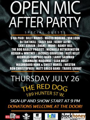 The Open Mic After Party happens Thursday, July 26, 2019 at 9 p.m. at the Historic Red Dog Tavern in downtown Peterborough. (Poster courtesy of Wendy Fischer)