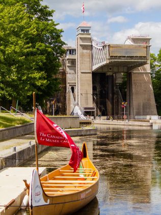 You can climb on board The Canadian Canoe Museum's Montreal canoe and paddle it through the Peterborough Lift Lock.