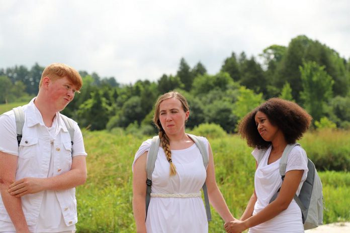 Riley (Tom Keat), Serena (Grace Thompson), and Fantasia (Cassandra Guthrie) are a trio of high school friends who go to a party after school, when the unthinkable happens. (Photo: Heather Doughty / kawarthaNOW.com)