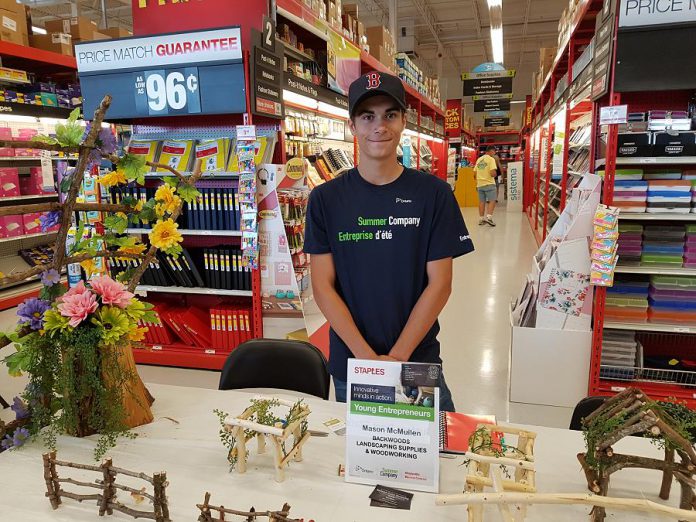 Mason McMullen will be offering a variety of local wood products through his business Backwoods Landscaping Supplies and Woodworking.  (Photo: Amy Bowen / kawarthaNOW.com)