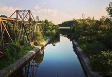 Expedia.ca used this photo of canoeists on the Trent Canal near Trent University, taken by a local photographer and shared on kawarthaNOW's Instagram, to illustrate Peterborough as one of the 21 most active cities in Canada. (Photo: @jefflionelfitz / Instagram)