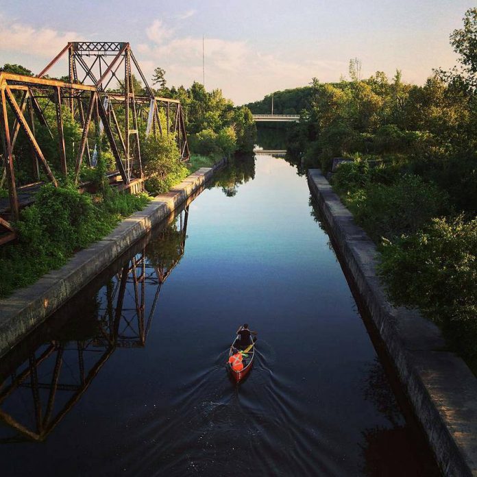 Expedia.ca used this photo of canoeists on the Trent Canal near Trent University, taken by a local photographer and shared on kawarthaNOW's Instagram, to illustrate Peterborough as one of the 21 most active cities in Canada. (Photo: @jefflionelfitz / Instagram)