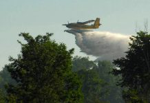 Kawartha Lakes resident Dean Nighswander took this shot of an Ontario Ministry of Natural Resources and Forestry water bomber dropping its load on a brush fire north of Glenarm in the City of Kawartha Lakes on July 7, 2018. (Photo courtesy of Dean Nighswander)