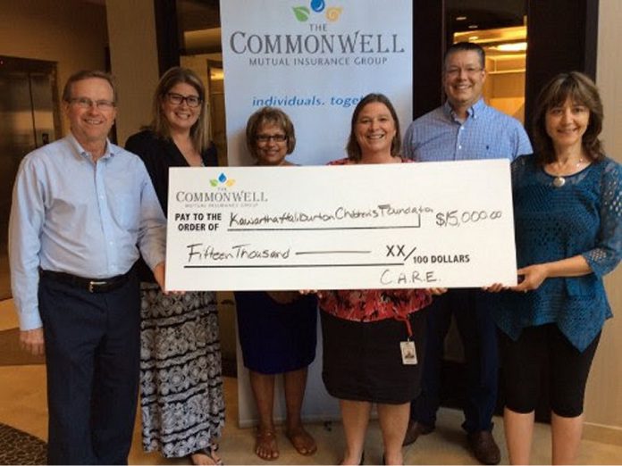 The Commonwell Mutual Insurance Group has donated $15,000 to support the Kawartha-Haliburton Children's Foundation. Left to right: David Blodgett Chief Strategy Officer, Jennifer Hope, Latchmin Bharat, Deb Aben (Kawartha-Haliburton Children's Foundation), Michael Leach, and Koren Harris. (Photo courtesy of The Commonwell)