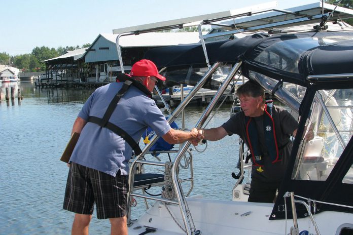 In partnership with Transport Canada, the Canadian Power and Sail Squadrons offer a free recreational vessel courtesy check to confirm compliance with Transport Canada;s Safe Boating Guide.  (Photo courtesy of Peterborough Power and Sail Squadron)