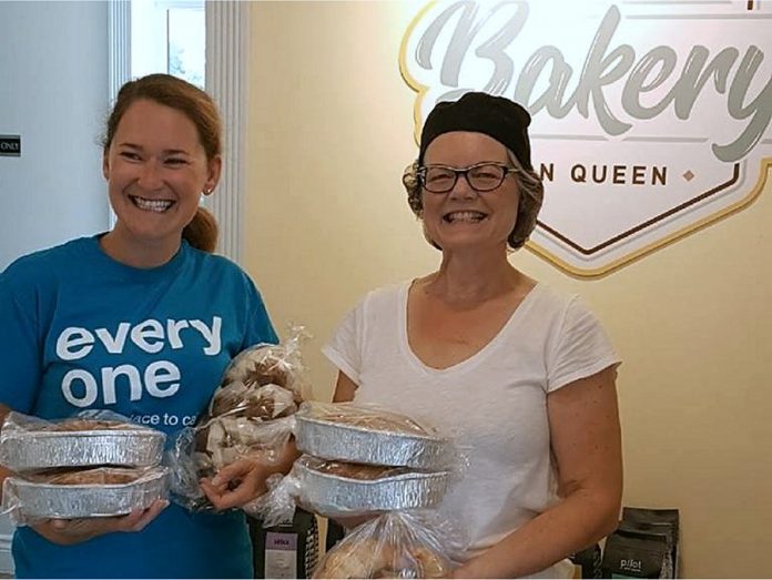 Theresa Kimmerer of Lakefield Bakery on Queen donates some of her baked goods to the Curve Lake Habitat for Humanity build. (Photo: Lakefield Bakery on Queen)