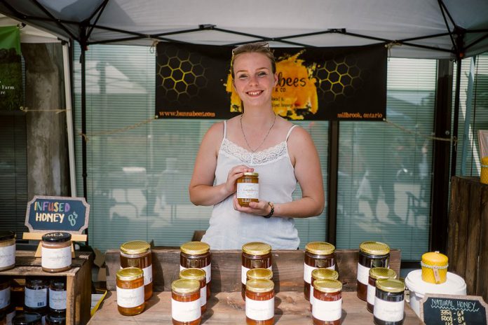 Local producer Hunnabees in Millbrook, beekeepers located 23 kilometres from the Peterborough Regional Farmers' Market, produces different varieties of natural honey, infused honey, and creamed honey as well as beeswax products. (Photo: Jenn Austin-Driver) 