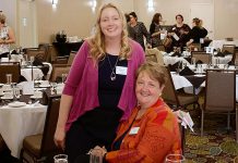 Diane Wolf (right) with her daughter, entrepreneur Christine Teixeira, at a recent meeting of the Women's Business Network of Peterborough (WBN). Diane, a business consultant and a former business professor, is launching a psychotherapy practice in 2019. She and her daughter Christine are both on the 2018-19 WBN board of directors, a first for the organization. (Photo: WBN)