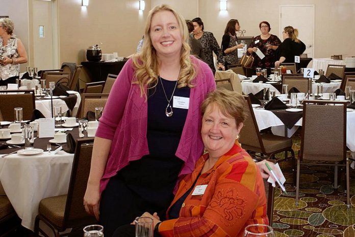 Diane Wolf (right) with her daughter, entrepreneur Christine Teixeira, at a recent meeting of the Women's Business Network of Peterborough (WBN). Diane, a business consultant and a former business professor, is launching a psychotherapy practice in 2019. She and her daughter Christine are both on the 2018-19 WBN board of directors, a first for the organization. (Photo: WBN)