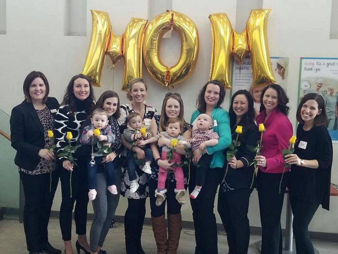 Since moving to Peterborough three years ago, Grace Reynolds (third from right) has taken an active role in the community. She was one of 13 local women who formed The Mombassadors to raise funds for a new fetal monitor at the Peterborough Regional Health Centre. (Photo: PRHC Foundation)