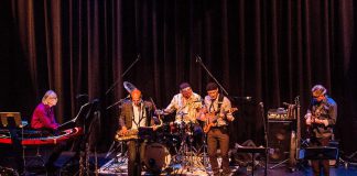 Contemporary jazz-funk quartet Zing (John Ebata on keyboards, John Pagnotta on sax, David Inglis on drums, Patrick McPhail on bass, and Robert Moore on guitar) is performing a benefit concert for Community Care Peterborough on September 8, 2018 at the Market Hall in Peterborough. (Photo: Wendy Greening Photography)