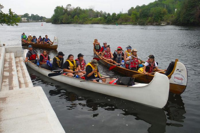 A mix of First Nations and non-native youth participated in this year's "Adventure In Understanding" canoe trip from August 26 to 31, 2018. The annual program was developed by the Rotary Club of Peterborough Kawartha in partnership with the Canadian Canoe Museum, Camp Kawartha, and Curve Lake First Nation. (Photo: Rotary Club of Peterborough Kawartha)