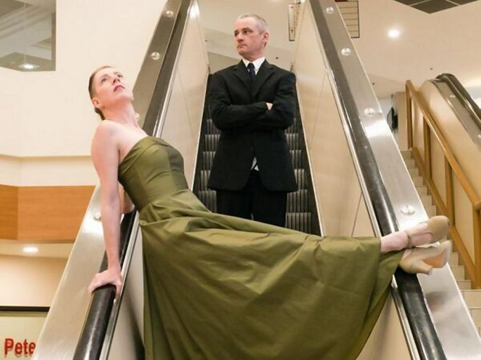 Ryan Kerr and Kate Story are two of the performers in "Sorry about what happened at the mall", a contemporary dance work set inside Peterborough Square on the escalators and lower hallway. It's one of more than 40 events reflecting the theme 'Art In Unexpected Places' of Artsweek 2018, which runs from September 21 to 30 at various locations in Peterborough. (Photo: Andy Carroll)