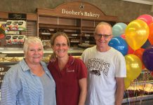 The family-run Dooher's Bakery in Campbellford has been voted the "Sweetest Bakery in Canada" in a nationwide contest sponsored by Dawn Food Products. Pictured is owner Cory Dooher (centre) with her proud parents Christine and Peter. (Photo: Dooher's Bakery / Facebook)