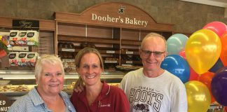The family-run Dooher's Bakery in Campbellford has been voted the "Sweetest Bakery in Canada" in a nationwide contest sponsored by Dawn Food Products. Pictured is owner Cory Dooher (centre) with her proud parents Christine and Peter. (Photo: Dooher's Bakery / Facebook)