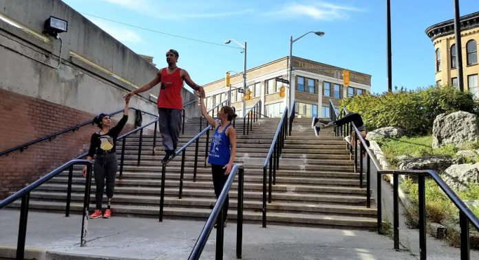 The Divergent Dances artists in rehearsal at Peterborough Square. (Photo: Nikola Steer)