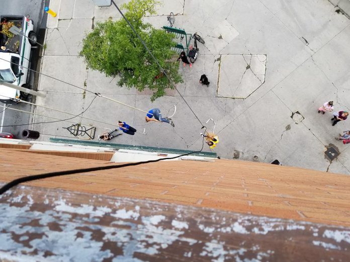 The view from the roof of Peterborough Square looking down on the courtyard. (Photo: Patrica Levert-Thorne)