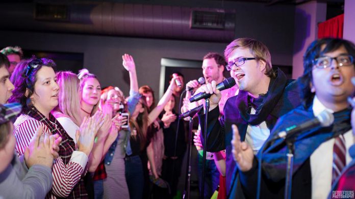 The Toronto Players' shows follow "traditions" of audience interaction that originated with the Queen's Players at Queen's University in Kingston. For example, if one of the performers messes up, the audience yells "Seamless!" to point out the mistake. (Photo: Matt Highfield)