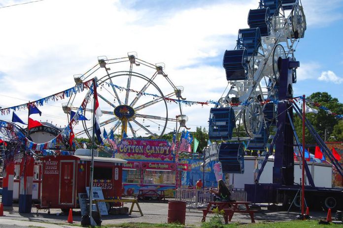 Not the Port Hope Fair: an amusement park set on Queen Street for the "IT" sequel. (Photo: April Potter / kawarthaNOW.com)