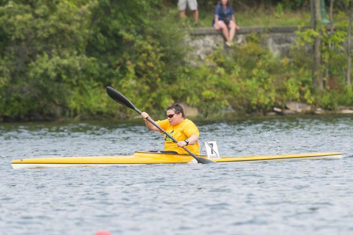 Sherra Fam of the Peterborough Canoe & Kayak Club won the bronze medal for her performance in the Novice Women's K1 race at the 2018 Canadian Masters Sprint Canoe-Kayak Championships in Sherbrooke, Quebec on September 2, 2018. (Photo courtesy of Peterborough Canoe & Kayak Club)